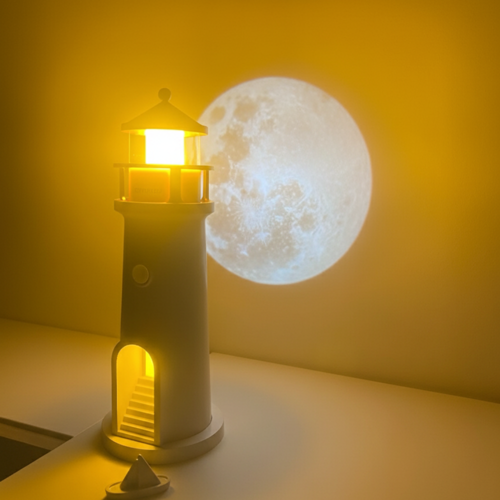 Moon Lamp Lighthouse Projector LED Light Bluetooth Rechargeable