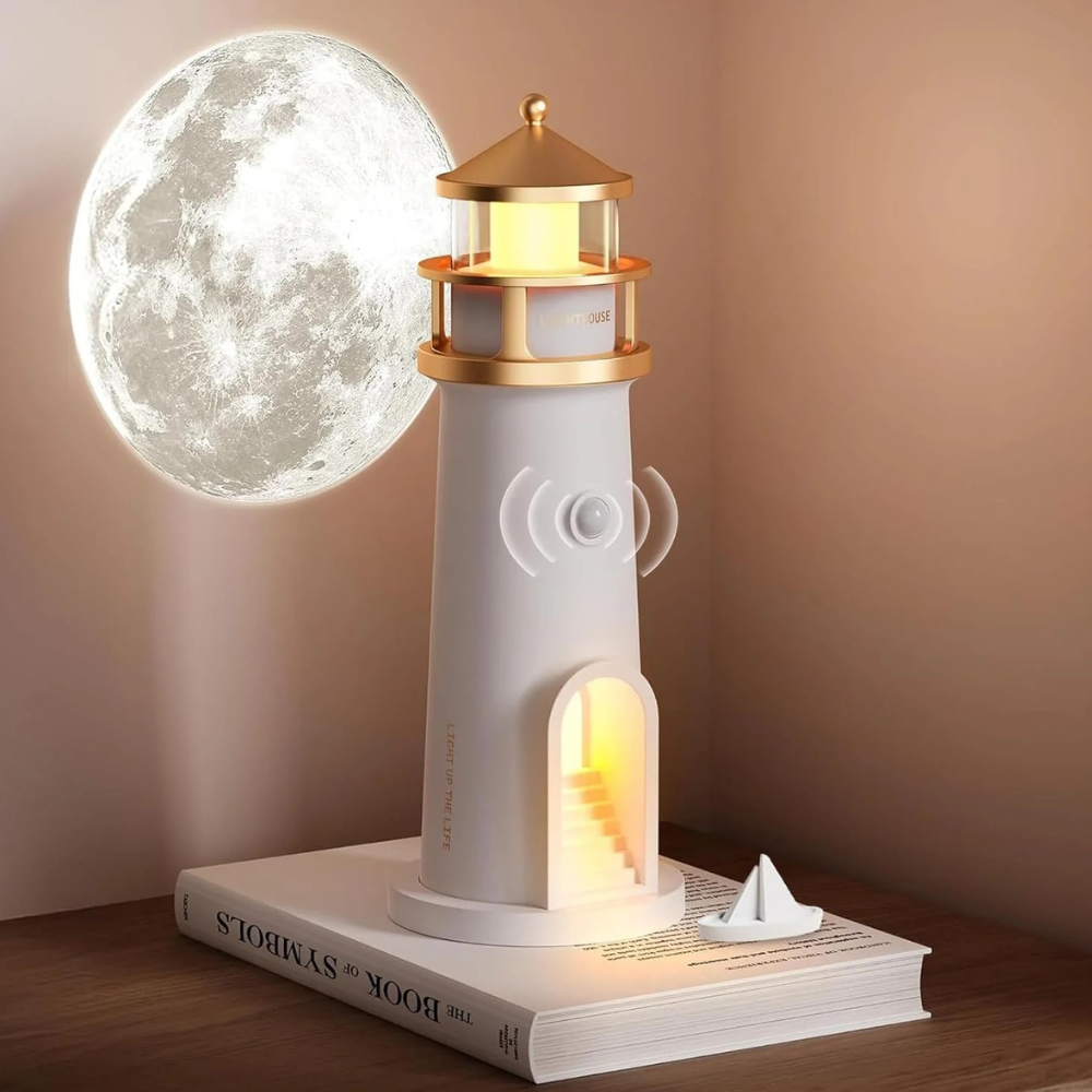Moon Lamp Lighthouse Projector LED Light Bluetooth Rechargeable