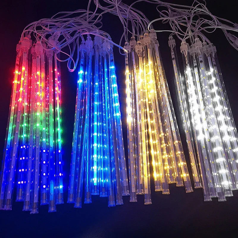 MeteorGlow LED Falling Star Outdoor Lights – 8 Tubes, 192 LEDs for Garden and Christmas Ambiance 4