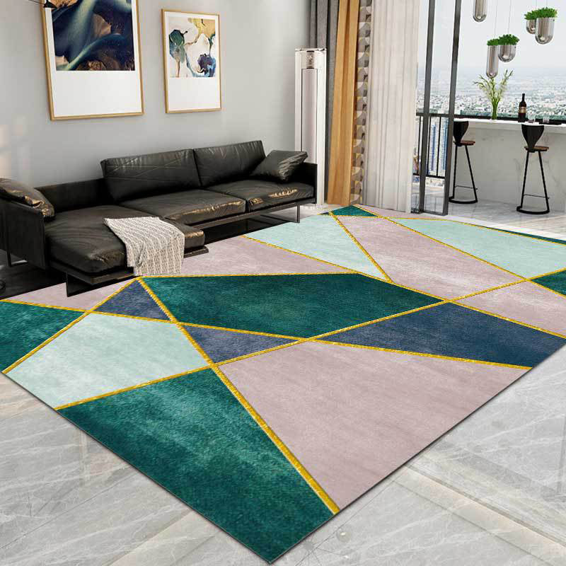 Modern Geometric Area Rug in Colour Block Design – Soft Polyester Living Room Rug with Non-Slip Backing, Medium Pile 1
