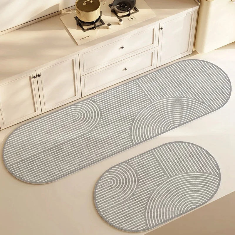 Non-Slip Washable Kitchen and Bathroom Rug – Soft Faux Velveteen with Rubber Base, Modern Design, Multiple Sizes Available 0