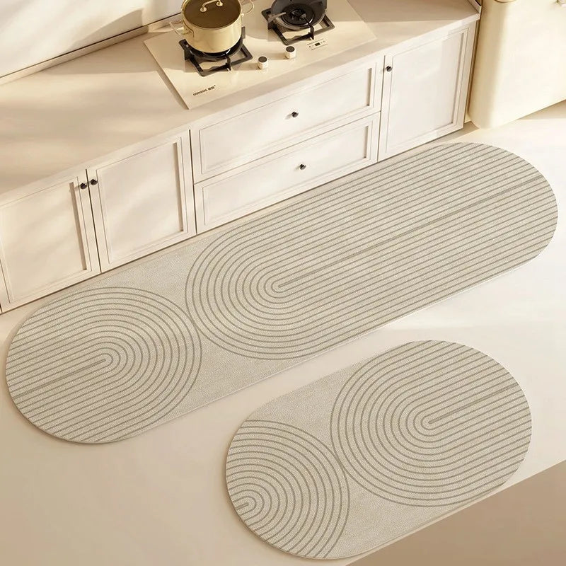 Non-Slip Washable Kitchen and Bathroom Rug – Soft Faux Velveteen with Rubber Base, Modern Design, Multiple Sizes Available 2