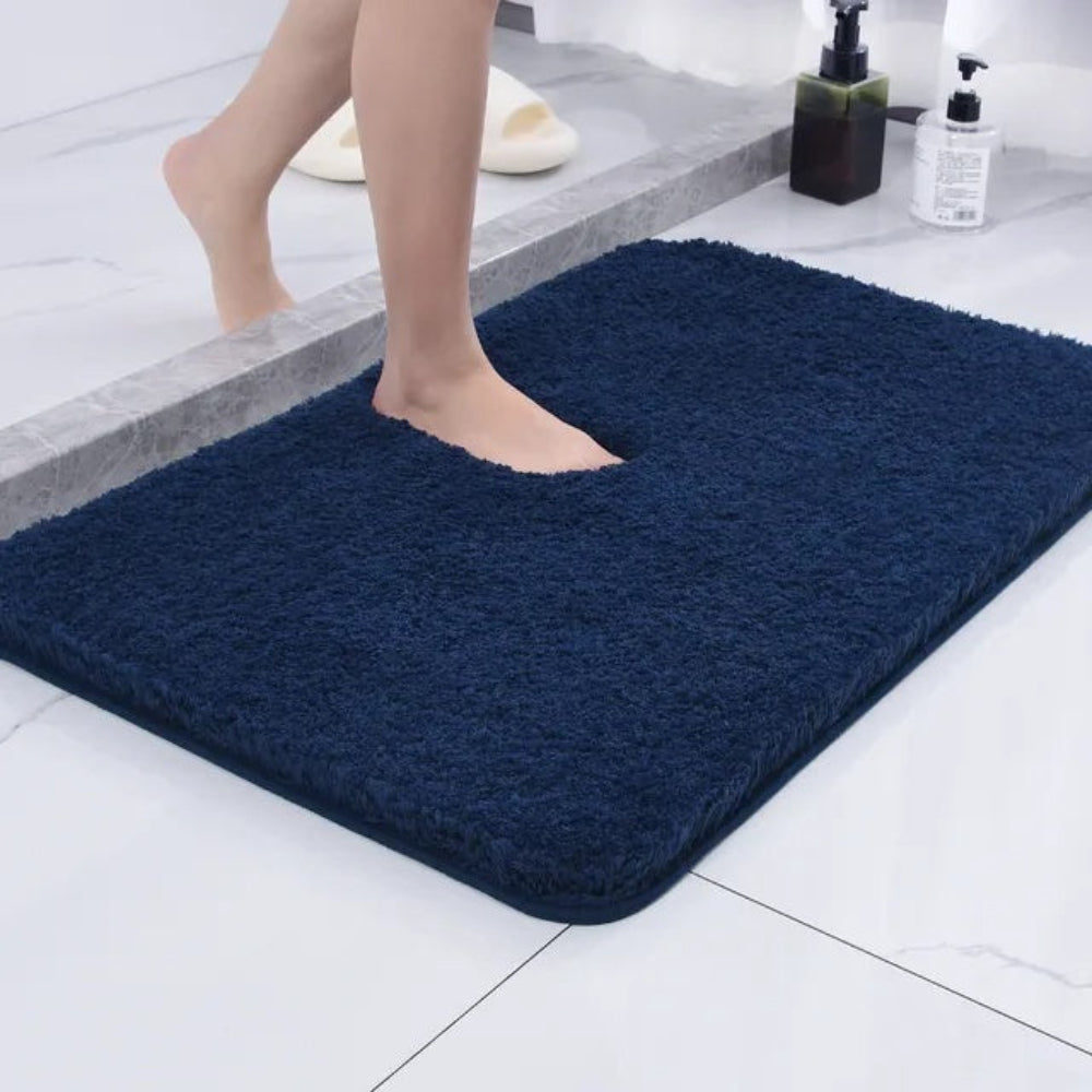 Plush Grey Microfiber Bath Mat – Ultra-Soft Non-Slip Bathroom Rug for Comfort and Safety, 50cm x 80cm 0