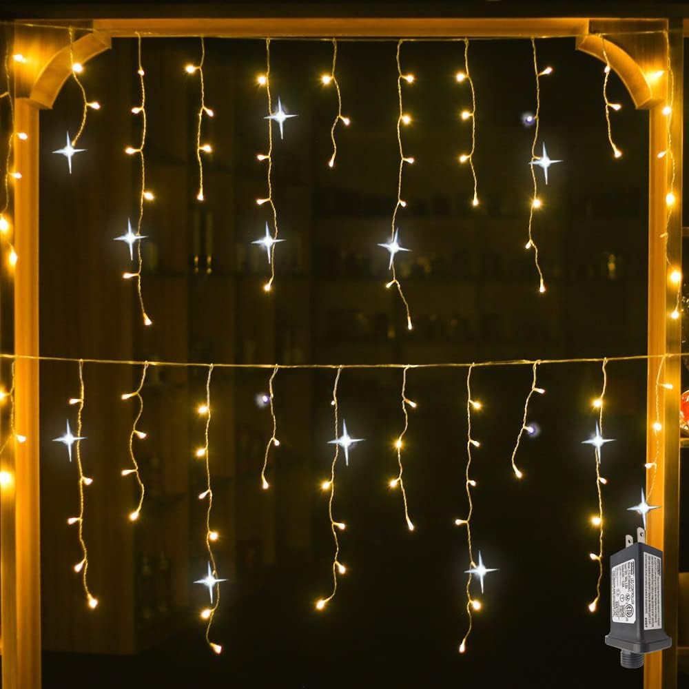Twinkling LED Light Curtain – 4m x 0.6m Waterproof Fairy Lights for Indoor and Outdoor Decor, Ideal Party and Christmas String Lights 2