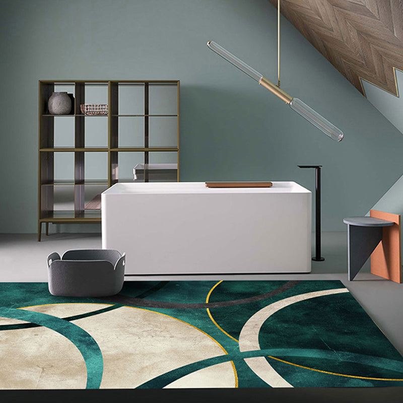 Washable Geometric Area Rug – Modern Polyester Living Room Rug, Pet-Friendly, Multiple Sizes Available 2