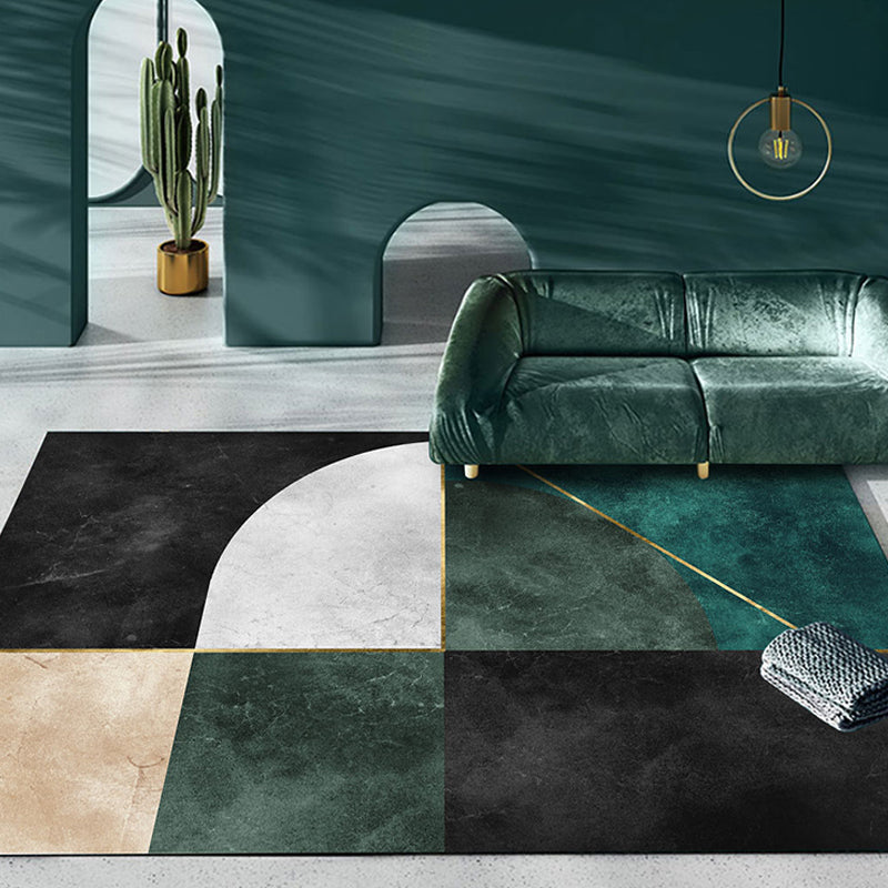 Washable Geometric Area Rug – Modern Polyester Living Room Rug, Pet-Friendly, Multiple Sizes Available 3