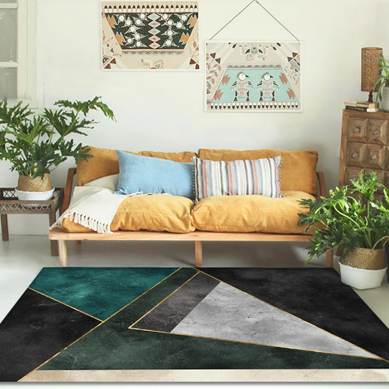 Washable Geometric Area Rug – Modern Polyester Living Room Rug, Pet-Friendly, Multiple Sizes Available 6