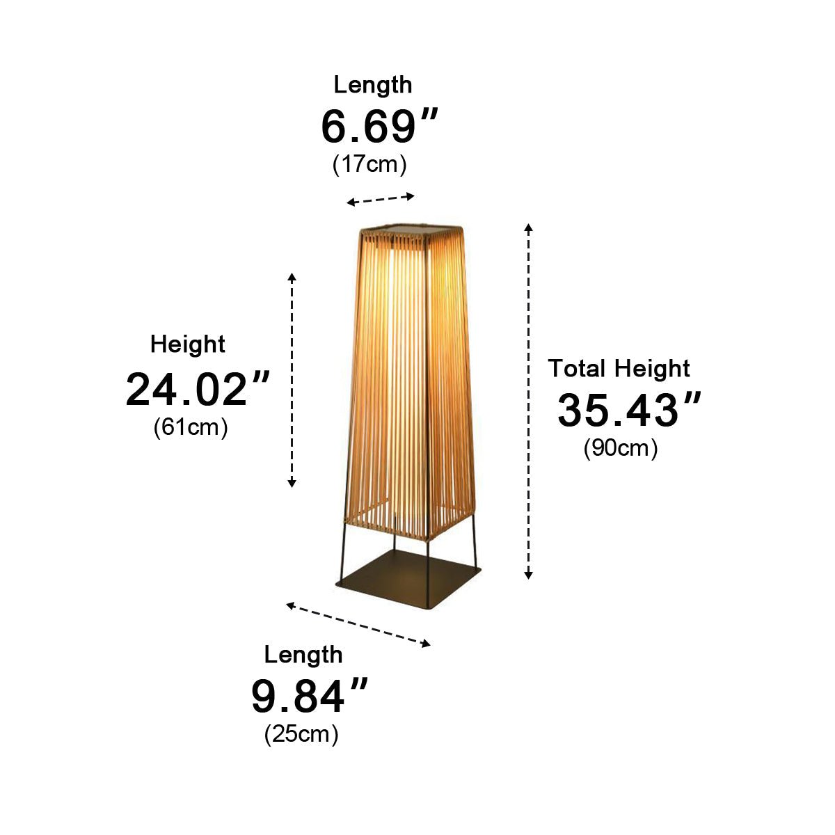 Artisanal Modern Waterproof Rattan LED Outdoor Floor Lamp Lantern