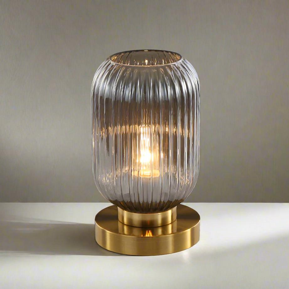 Table Lamp with Modern Glass Shade & Iron Frame