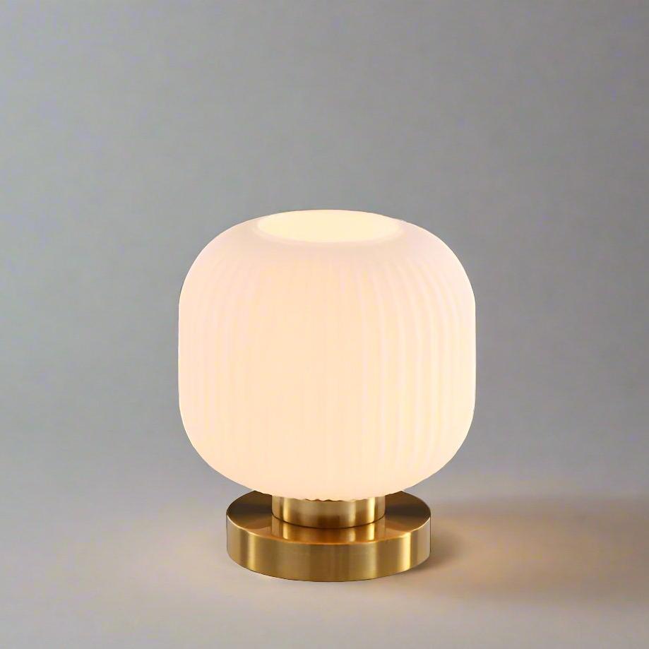 Table Lamp with Modern Glass Shade & Iron Frame