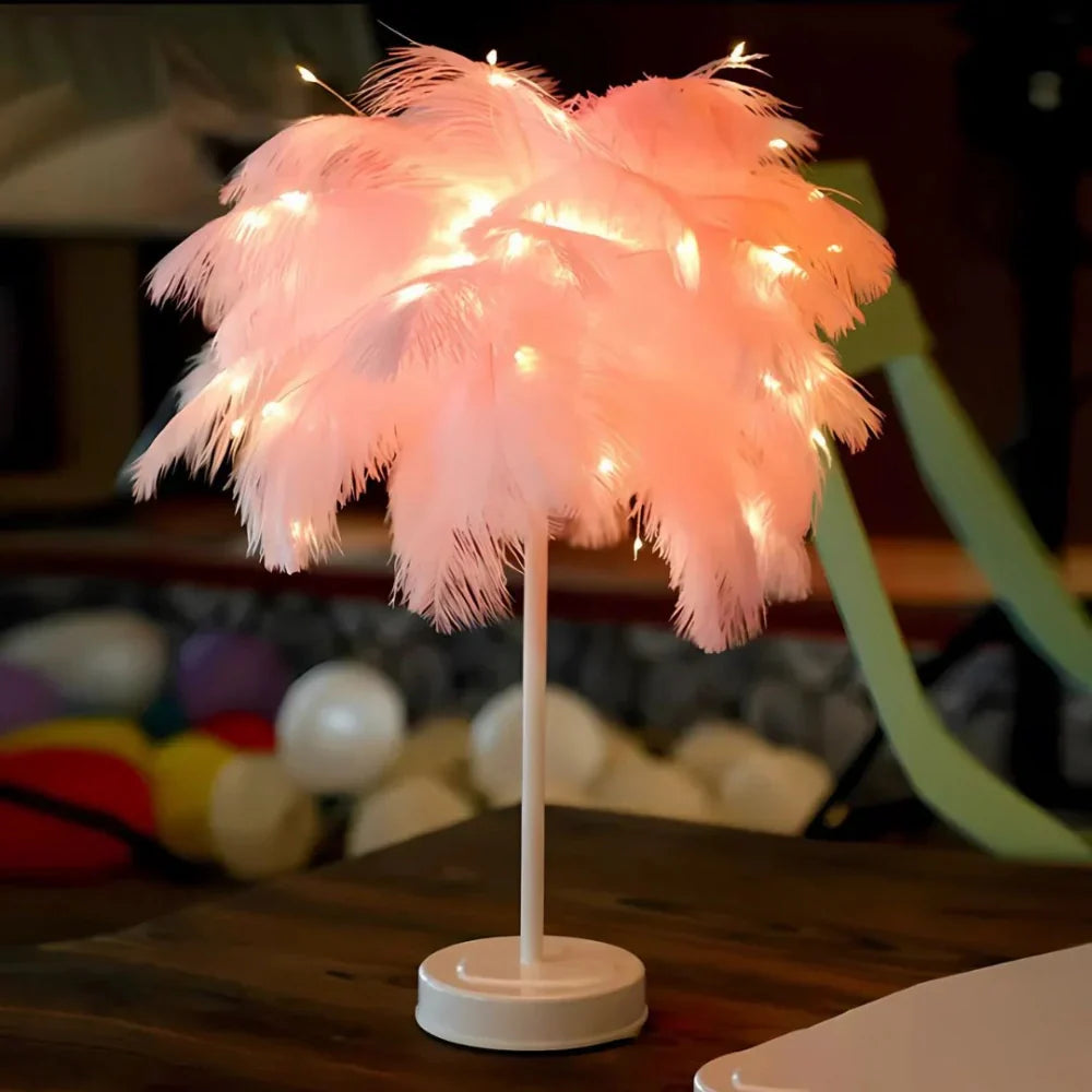 Feather Shade Modern Table Lamp