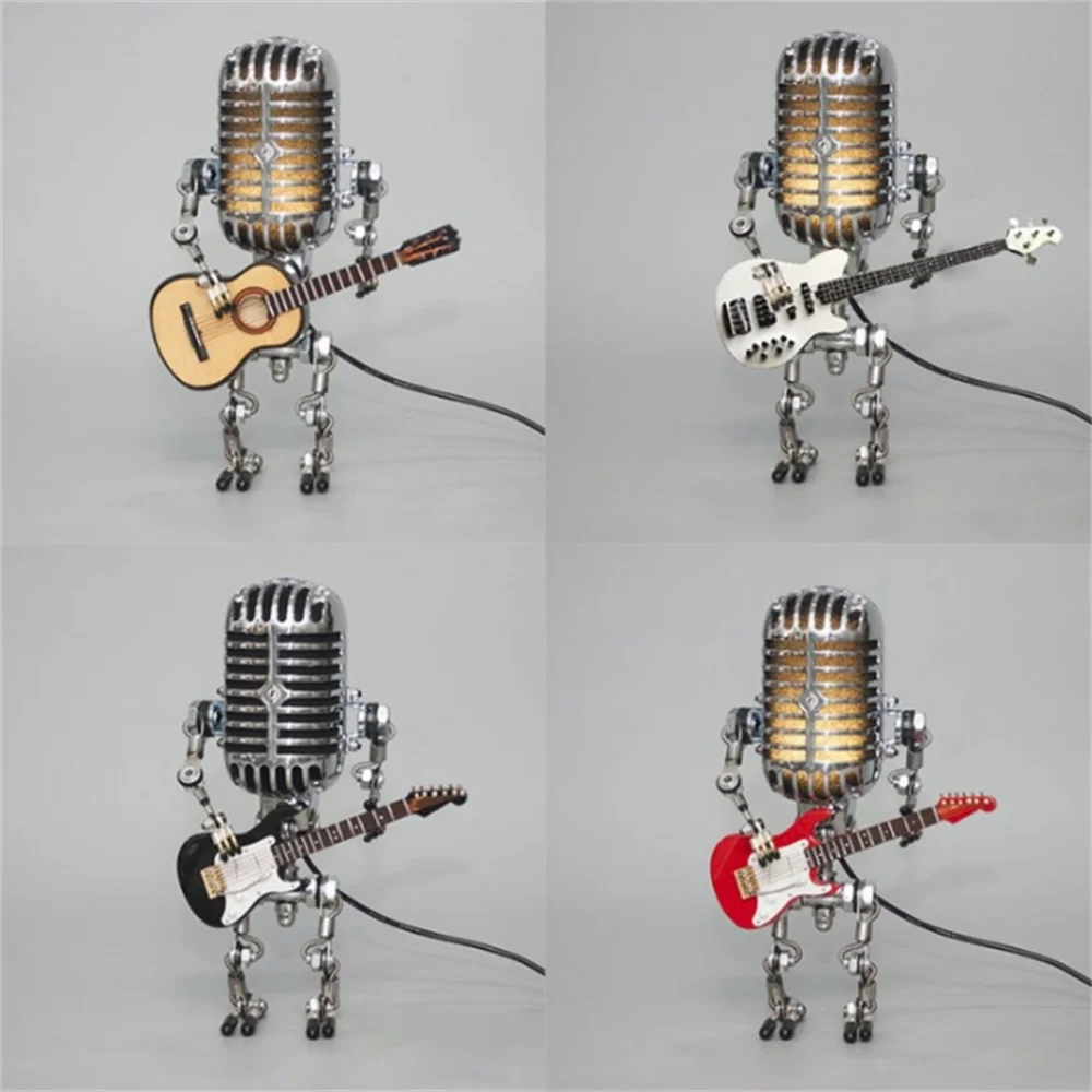 Table Lamp with Industrial Robot Guitar Design