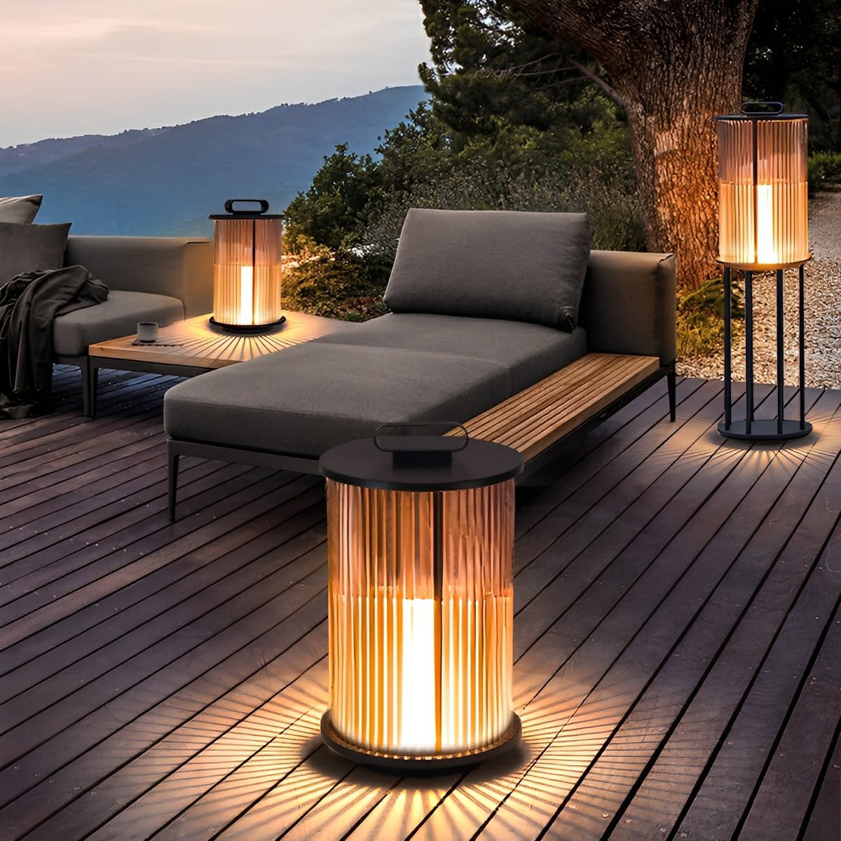 Striped Cylindrical Waterproof Portable Lanterns