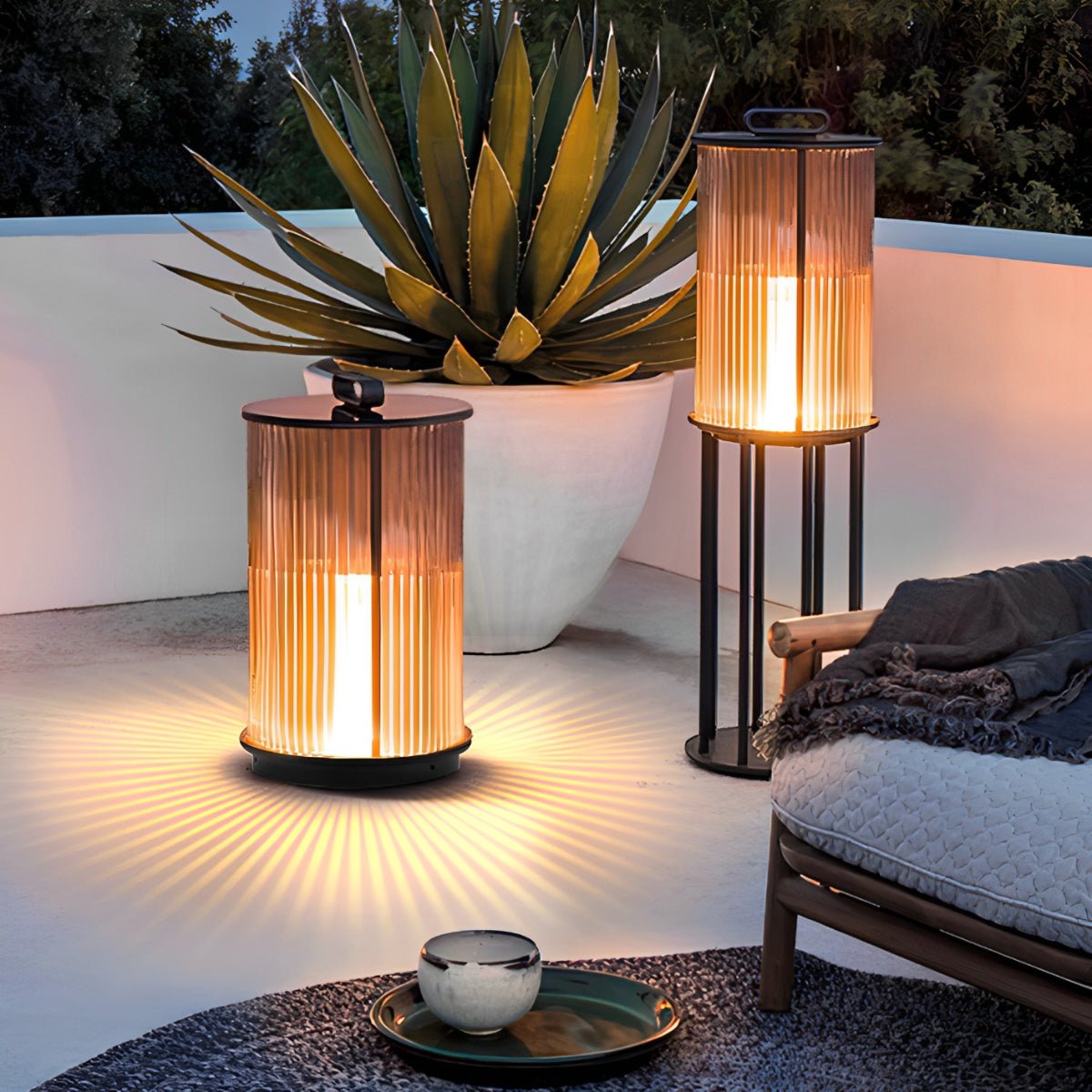 Striped Cylindrical Waterproof Portable Lanterns