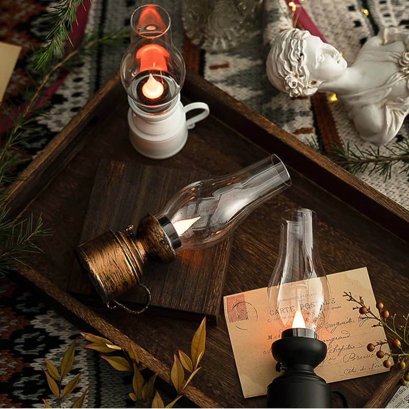 LED Table Lamp with Vintage Lantern Style