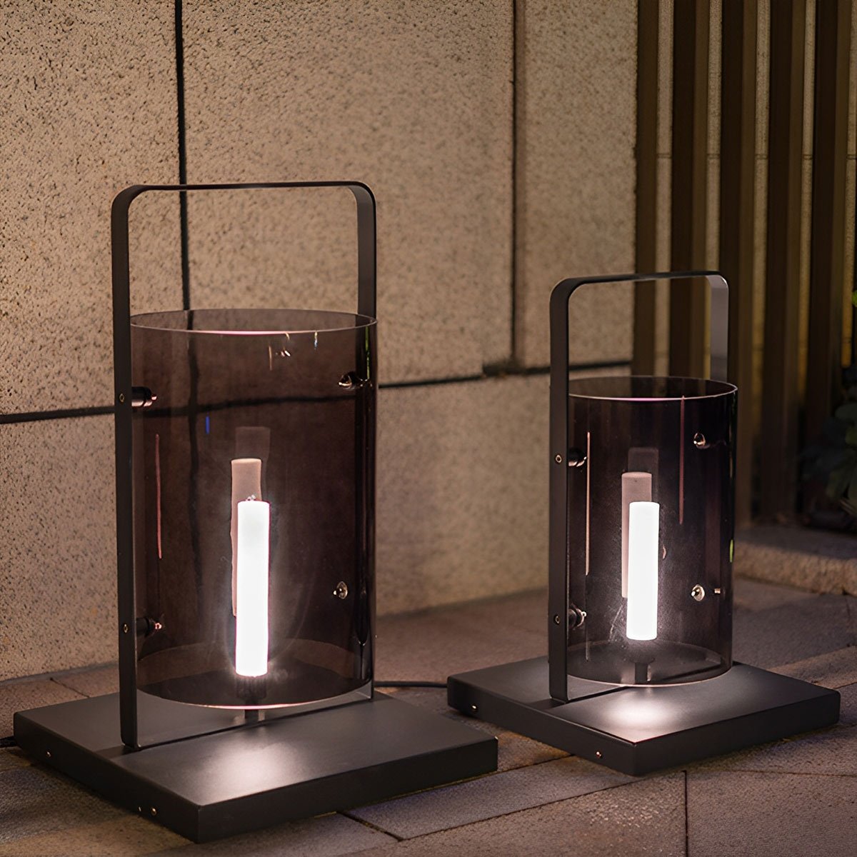 Waterproof Modern Minimalist Glass Cylinder LED Outdoor Floor Lamp