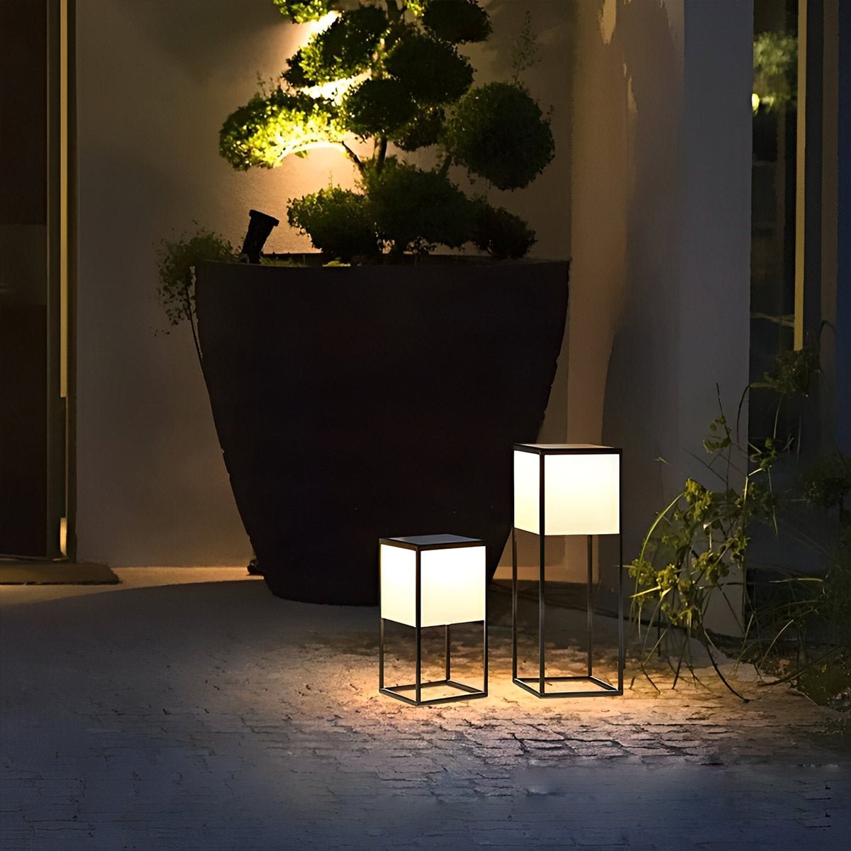 Waterproof Modern Minimalist Stainless Steel Rectangular LED Outdoor Floor Lamp