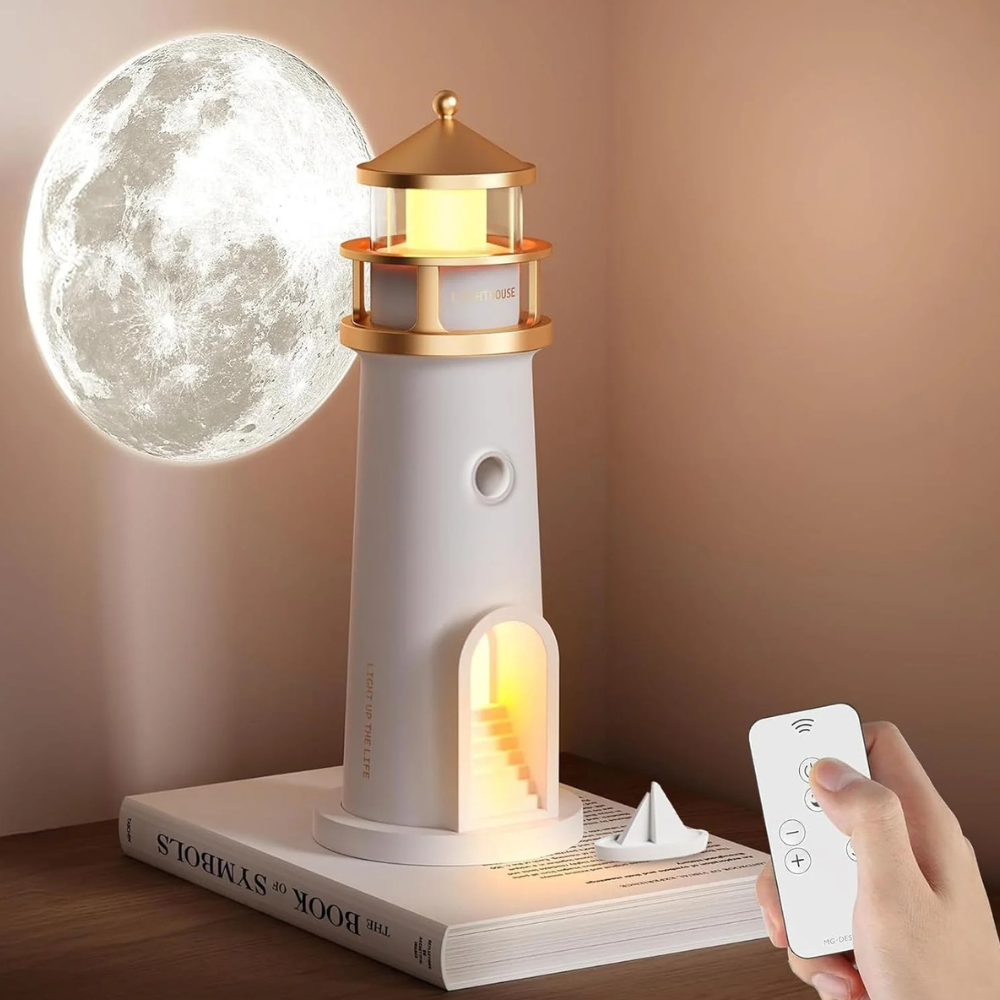 Moon Lamp Lighthouse Projector LED Light Bluetooth Rechargeable