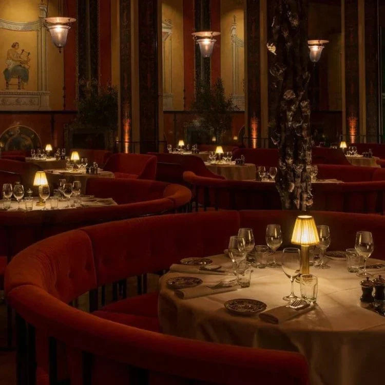 Table Lamp with Gold Base and Fabric Shade