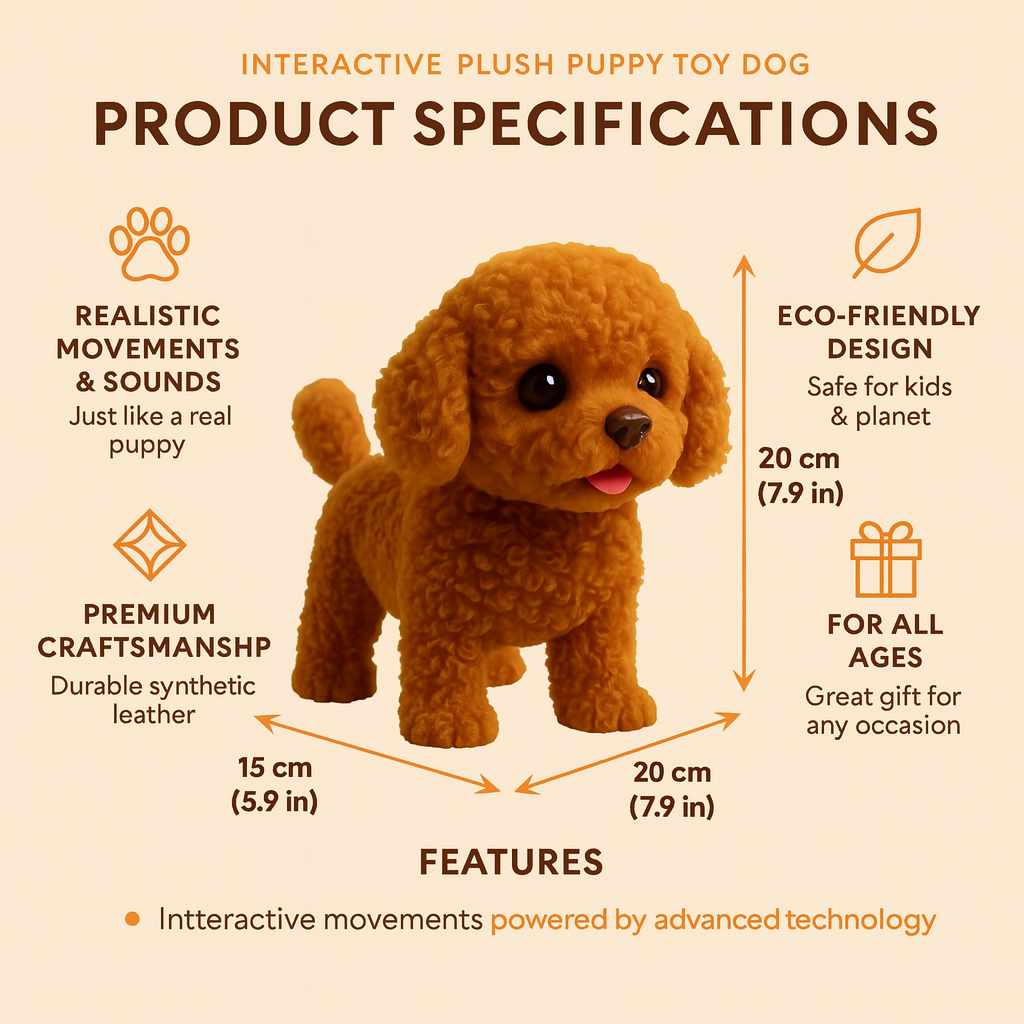Interactive Plush Robot Puppy Toy with Realistic Movements and Sounds – Eco-Friendly, Durable Synthetic Leather, Ideal for All Ages 2