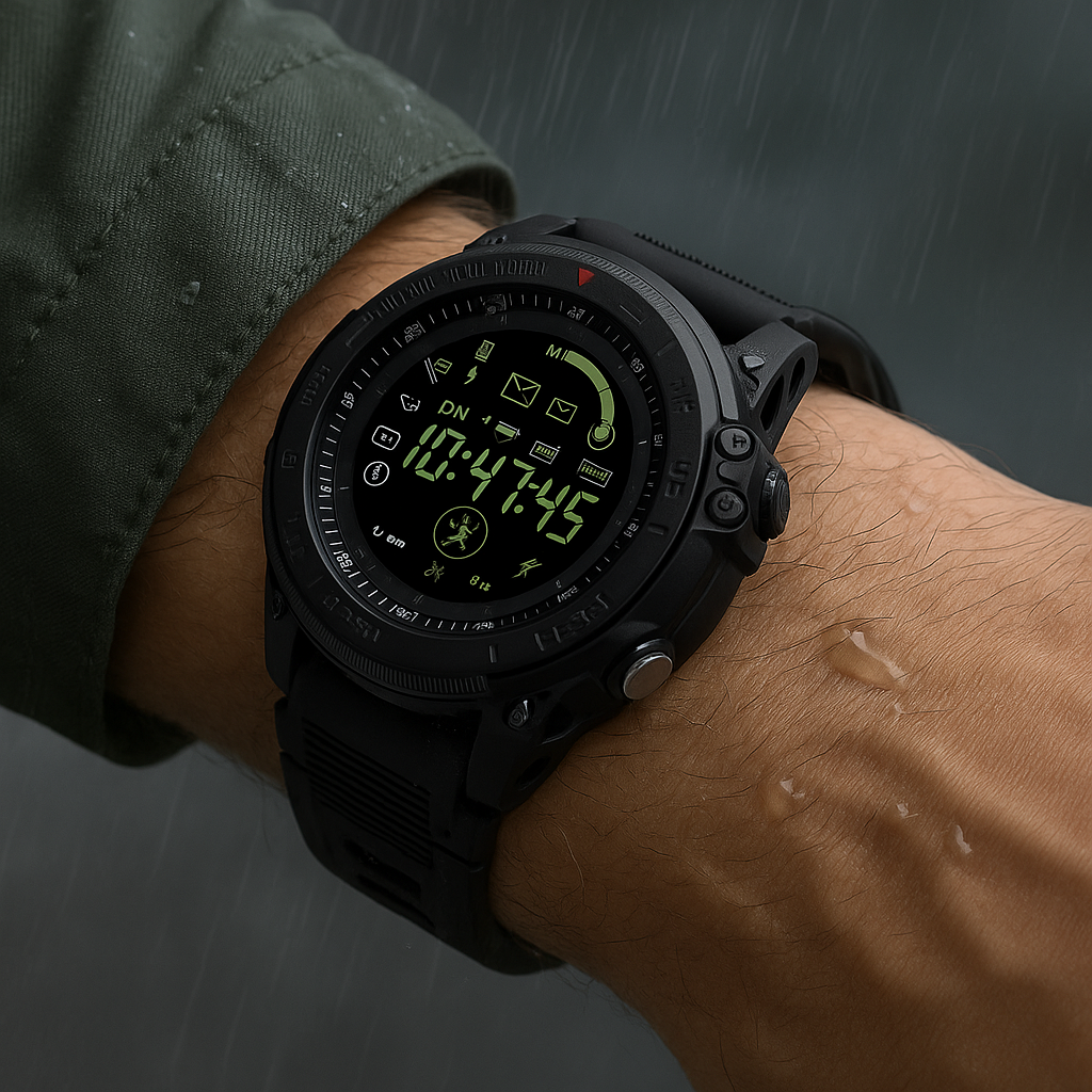 Military Smart Watch with Waterproof Design, Health Tracking, and Rugged Stainless Steel Construction 1