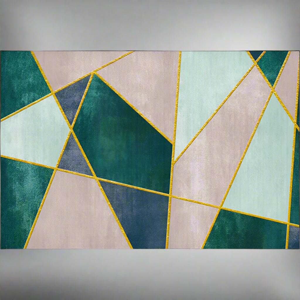 Modern Geometric Area Rug in Colour Block Design – Soft Polyester Living Room Rug with Non-Slip Backing, Medium Pile 2