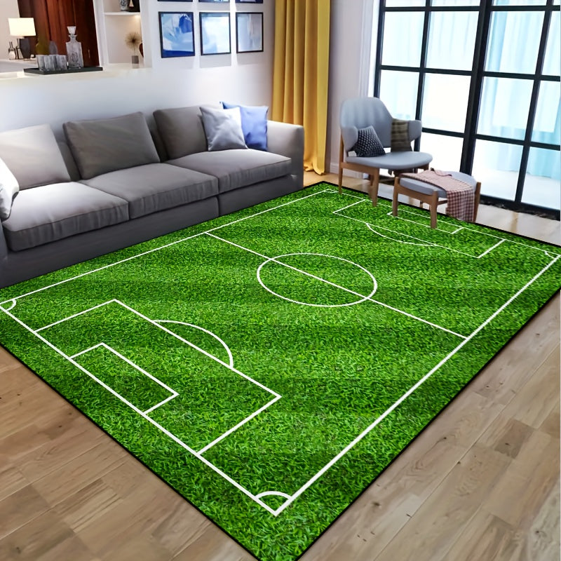 Soccer-Themed Washable Area Rug with Non-Slip Backing – Waterproof Indoor Outdoor Rug for Living Room and Bedroom 1