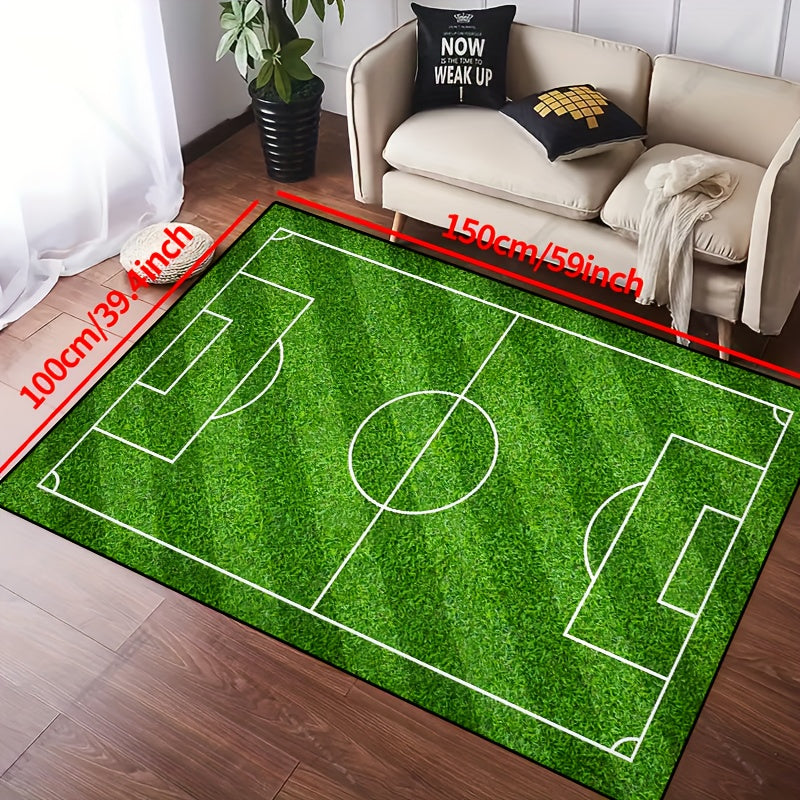 Soccer-Themed Washable Area Rug with Non-Slip Backing – Waterproof Indoor Outdoor Rug for Living Room and Bedroom 2
