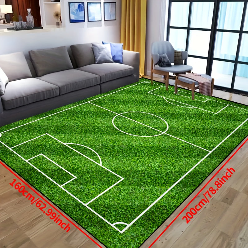 Soccer-Themed Washable Area Rug with Non-Slip Backing – Waterproof Indoor Outdoor Rug for Living Room and Bedroom 3