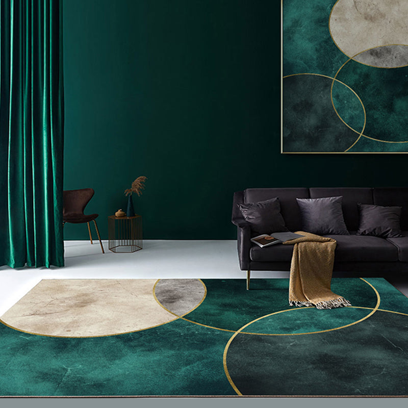 Washable Geometric Area Rug – Modern Polyester Living Room Rug, Pet-Friendly, Multiple Sizes Available 0