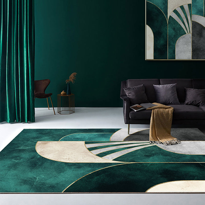 Washable Geometric Area Rug – Modern Polyester Living Room Rug, Pet-Friendly, Multiple Sizes Available 1