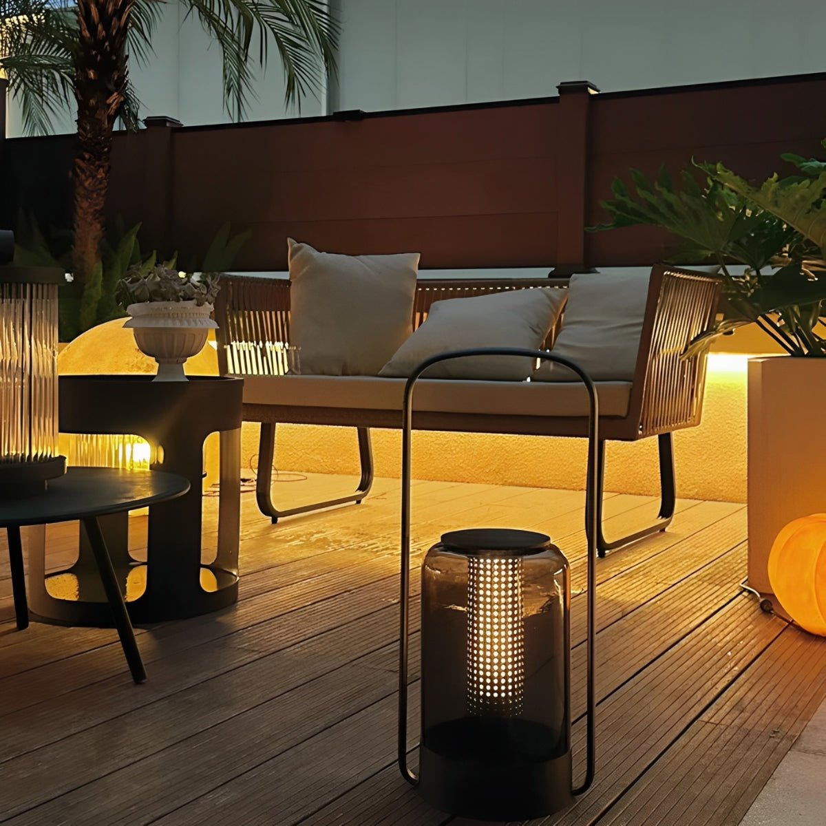 Cylinder Waterproof Solar LED Outdoor Table Floor Lamp