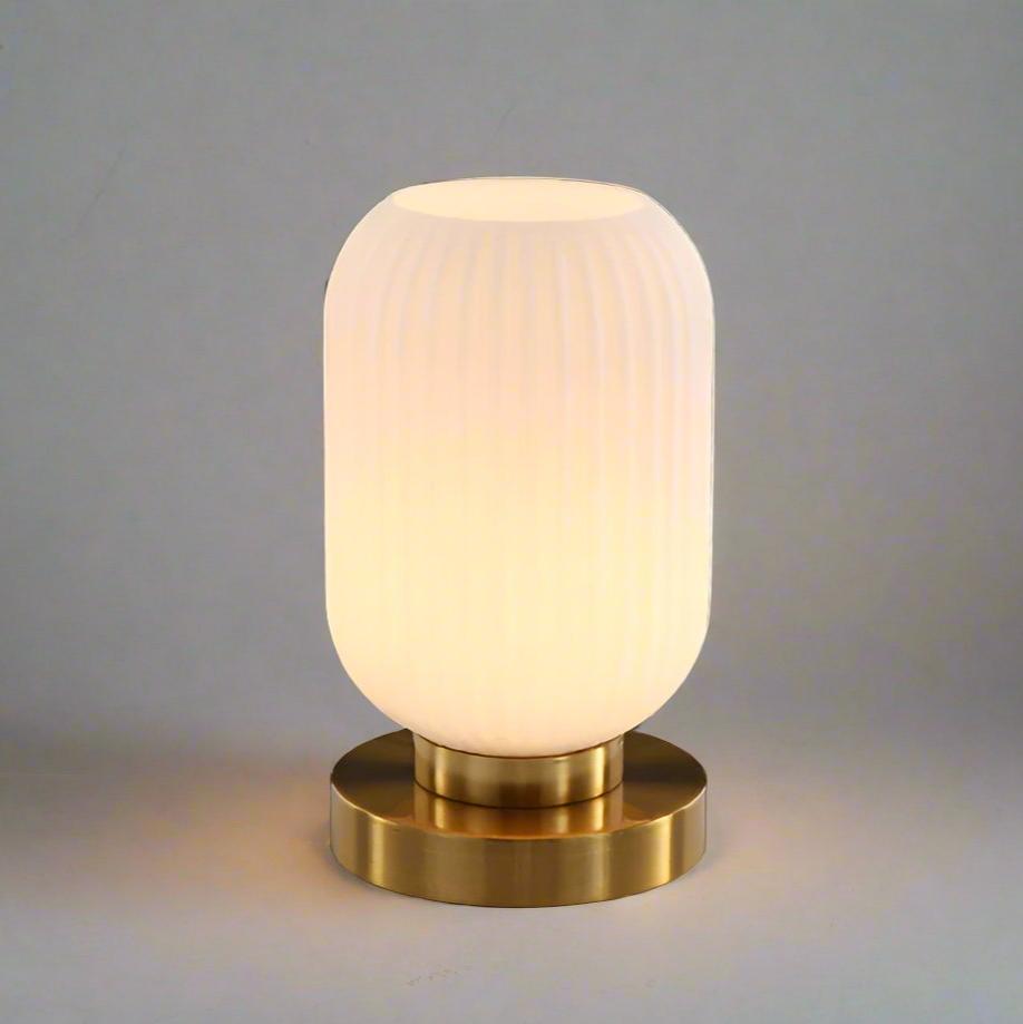 Table Lamp with Modern Glass Shade & Iron Frame