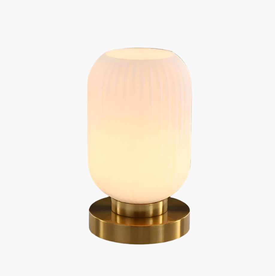 Table Lamp with Modern Glass Shade & Iron Frame