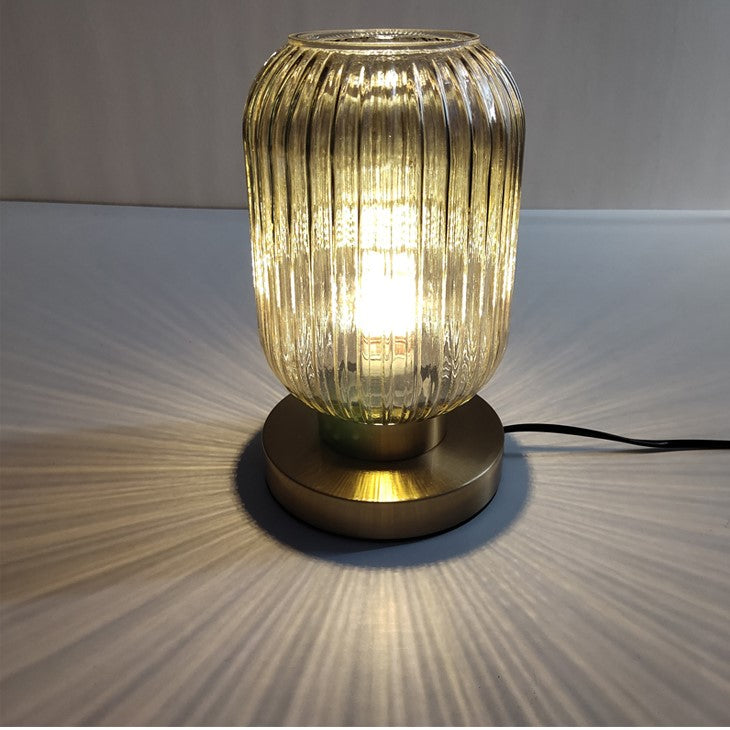 Table Lamp with Modern Glass Shade & Iron Frame