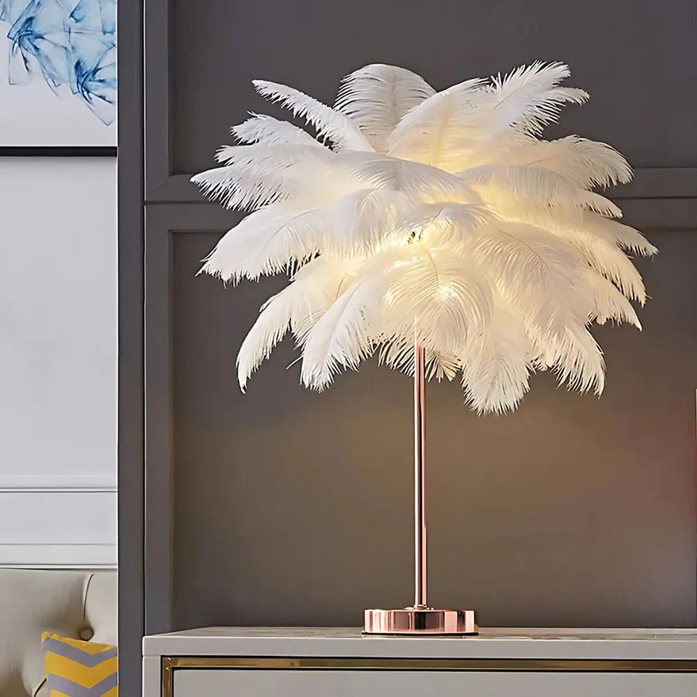 Feather Shade Modern Table Lamp