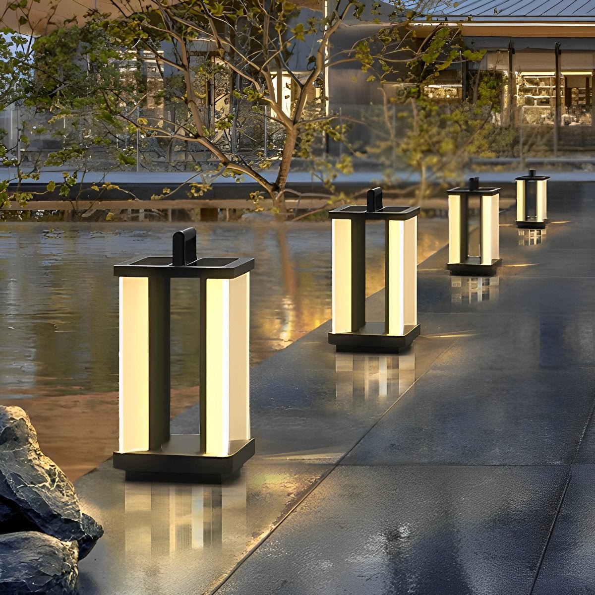 Portable Lantern Waterproof LED Black Modern Lawn Lights