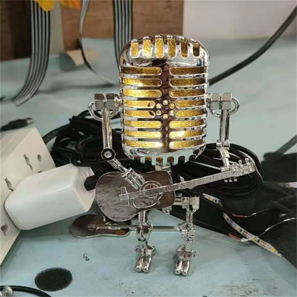 Table Lamp with Industrial Robot Guitar Design