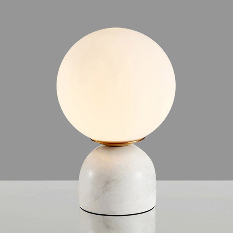 Table Lamp with Glass Globe and Stone Base