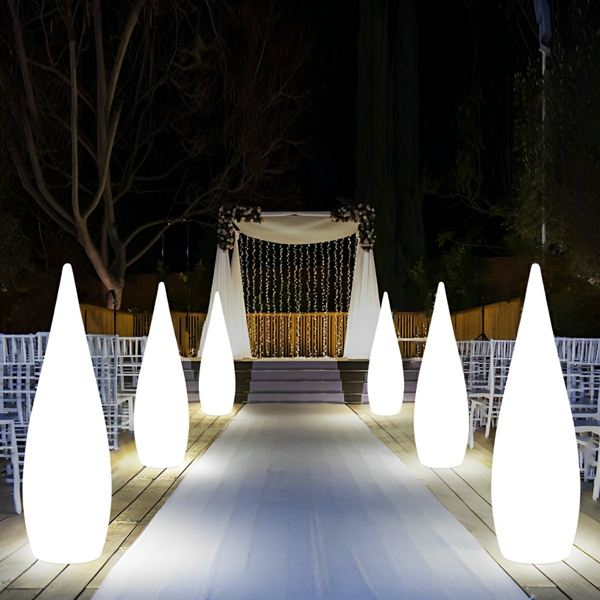 Water Drop LED Waterproof Rechargeable Solar Modern Standing Lawn Lights