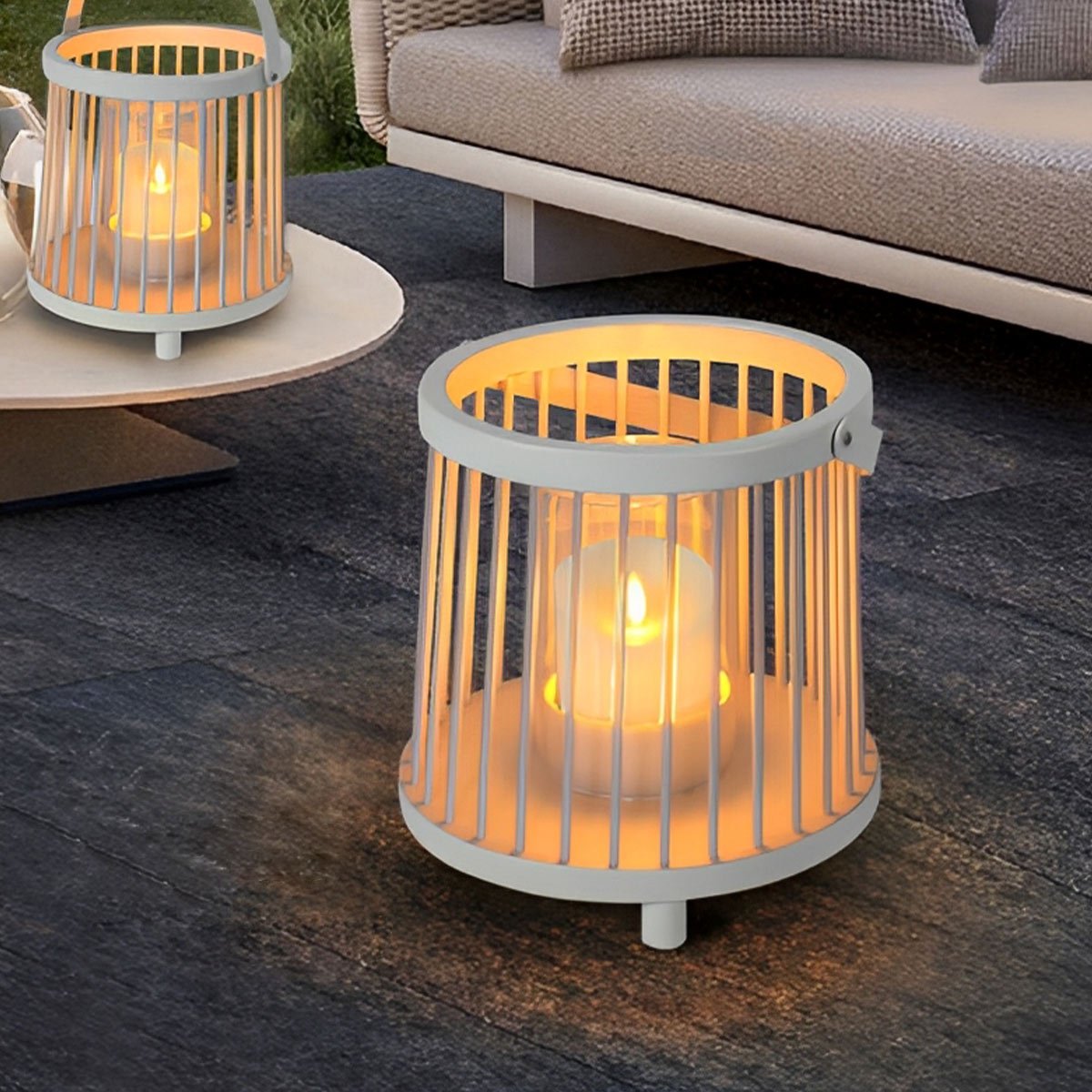 Waterproof Cylinder Outdoor Floor Lamps Hanging LED Candle Lanterns